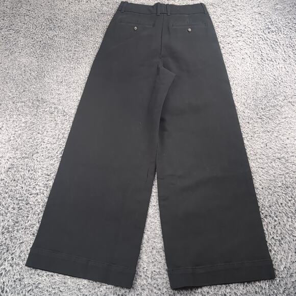 Everlane Pants Women 4 Black High Rise Wide Leg Cotton Blend Casual Work Chore - Picture 2 of 11